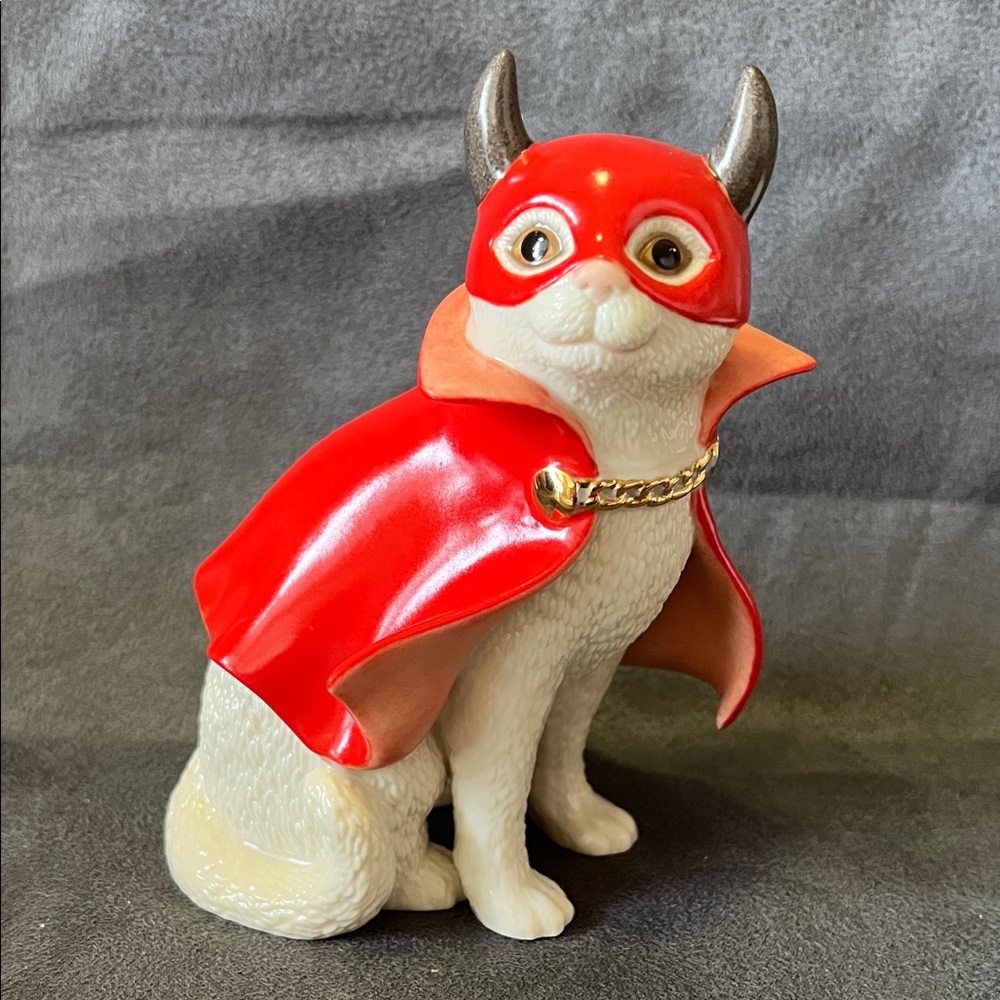 Lenox “LITTLE DEVIL”Red and Cream Cat Figurine with Gold Accents